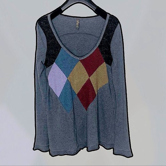 Free People Tops - 🌈Free People oversized argyle tunic